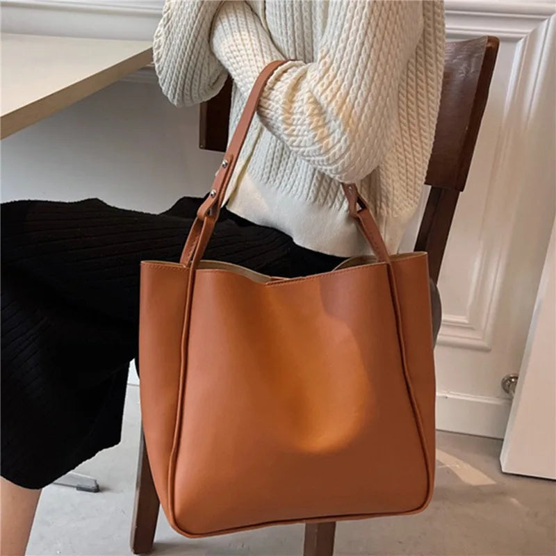 New Women Handbags PU Leather Shoulder Bags Shopping and Travel Bags Large Capacity Female'S Bags